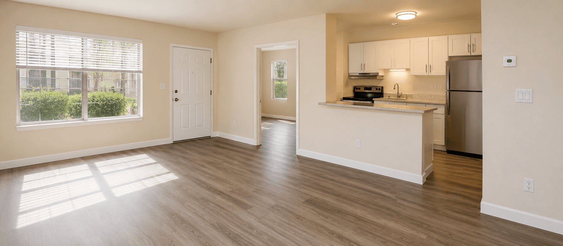 Turned apartment unit — patched, painted, and ready to lease
